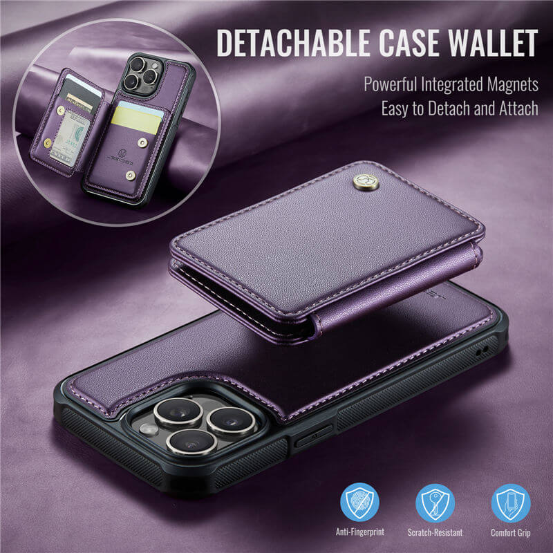 JEEHOOD iPhone 15 Pro Max 2-in-1 Magnetic Wallet Case