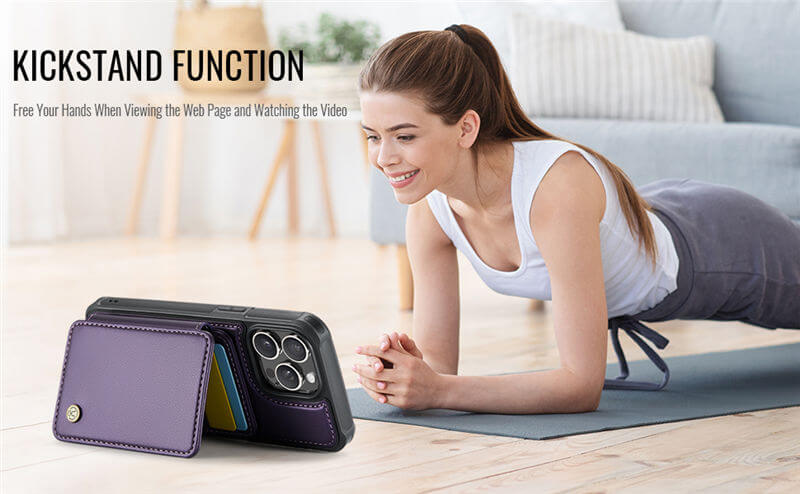 JEEHOOD iPhone 15 Pro Max Card Holder RFID Blocking Case