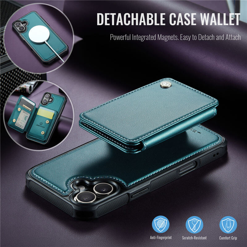 JEEHOOD iPhone 17 Magnetic 2-in-1 Wallet RFID-blocking Case