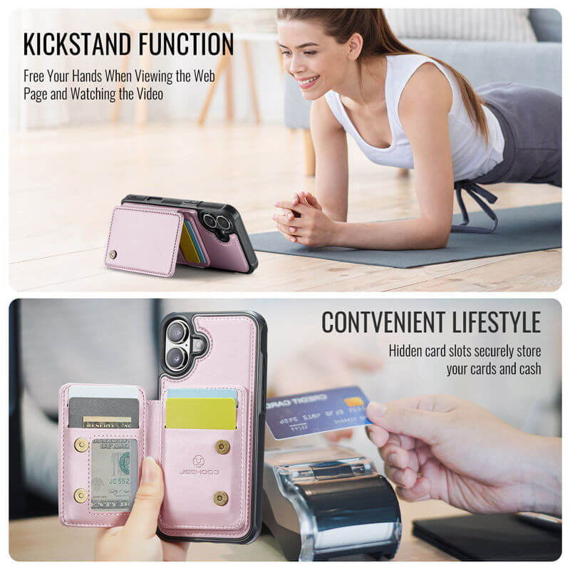 JEEHOOD iPhone 17 Magnetic 2-in-1 Wallet RFID-blocking Case