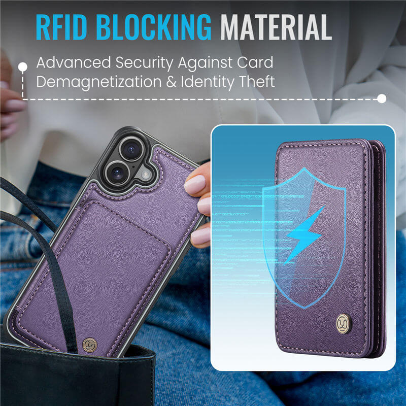 JEEHOOD iPhone 17 Magnetic 2-in-1 Wallet RFID-blocking Case