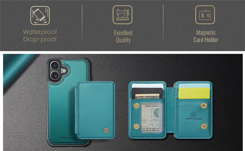 JEEHOOD iPhone 17 Magnetic 2-in-1 Wallet RFID-blocking Case