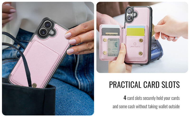 JEEHOOD iPhone 17 Magnetic 2-in-1 Wallet RFID-blocking Case