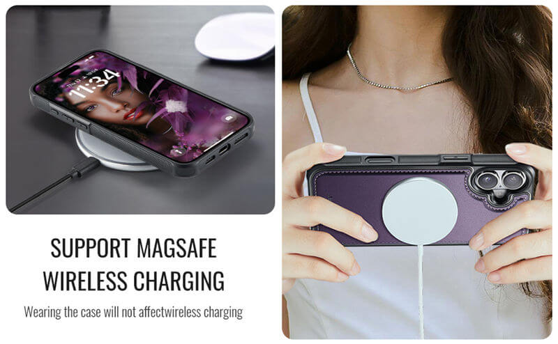 JEEHOOD iPhone 17 Magnetic 2-in-1 Wallet RFID-blocking Case