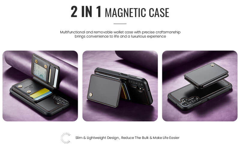 JEEHOOD Samsung Galaxy A15 Magnetic 2-in-1 Wallet RFID-blocking Case