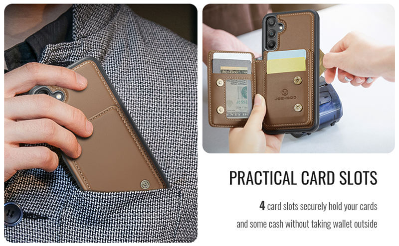 JEEHOOD Samsung Galaxy A35 Magnetic 2-in-1 Wallet RFID-blocking Case