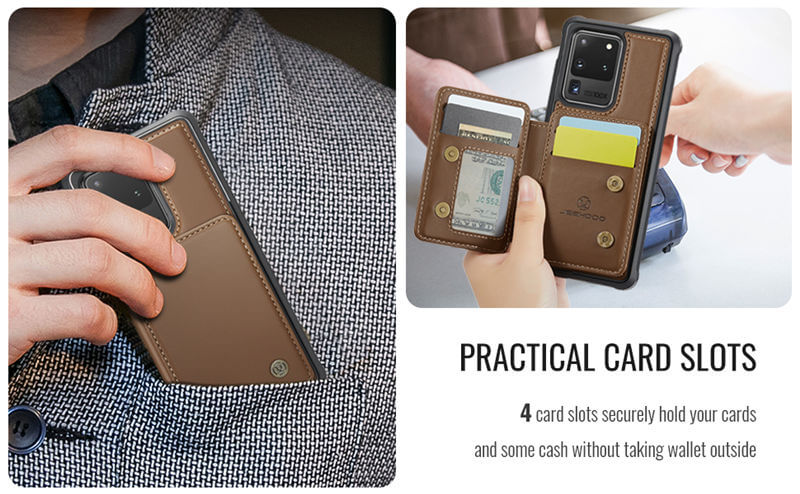 JEEHOOD Samsung Galaxy S20 Ultra Magnetic 2-in-1 Wallet RFID-blocking Case