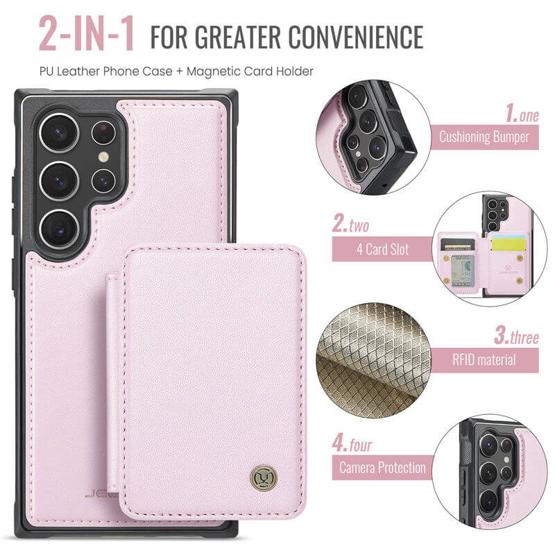 JEEHOOD Samsung Galaxy S23 Ultra Magnetic 2-in-1 Wallet RFID-blocking Case