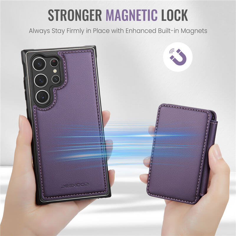 JEEHOOD Samsung Galaxy S23 Ultra Magnetic 2-in-1 Wallet RFID-blocking Case