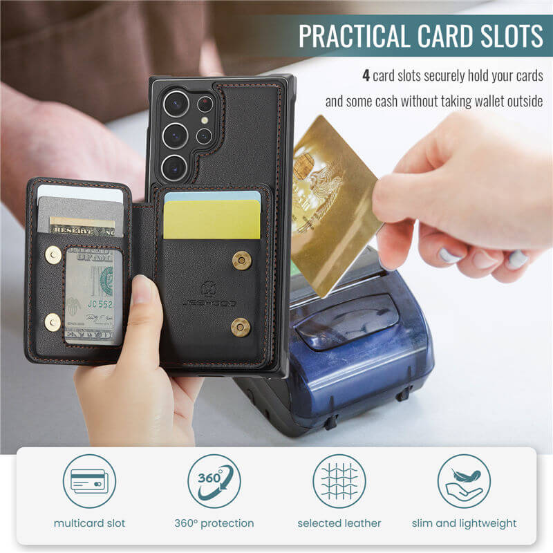JEEHOOD Samsung Galaxy S23 Ultra Magnetic 2-in-1 Wallet RFID-blocking Case