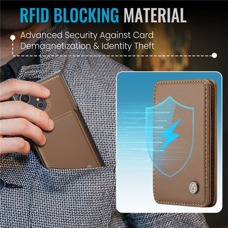 JEEHOOD Samsung Galaxy S23 Ultra Magnetic 2-in-1 Wallet RFID-blocking Case