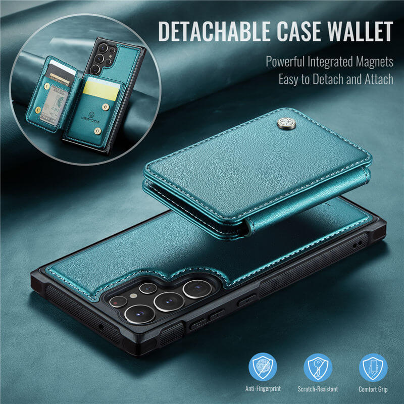JEEHOOD Samsung Galaxy S23 Ultra Magnetic 2-in-1 Wallet RFID-blocking Case