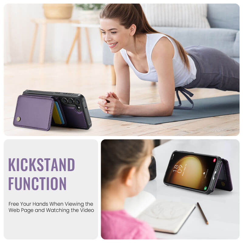 JEEHOOD Samsung Galaxy S23 Magnetic 2-in-1 Wallet RFID-blocking Case