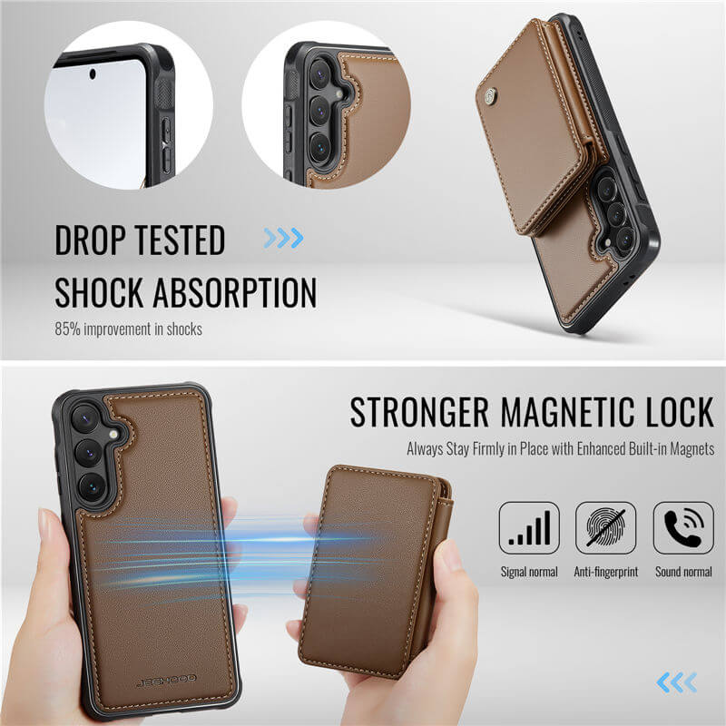 JEEHOOD Samsung Galaxy S24 FE Magnetic 2-in-1 Wallet RFID-blocking Case