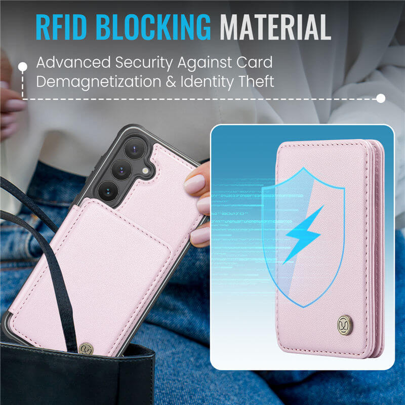 JEEHOOD Samsung Galaxy S24 FE Magnetic 2-in-1 Wallet RFID-blocking Case