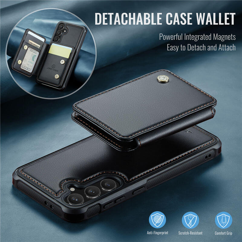 JEEHOOD Samsung Galaxy S24 FE Magnetic 2-in-1 Wallet RFID-blocking Case