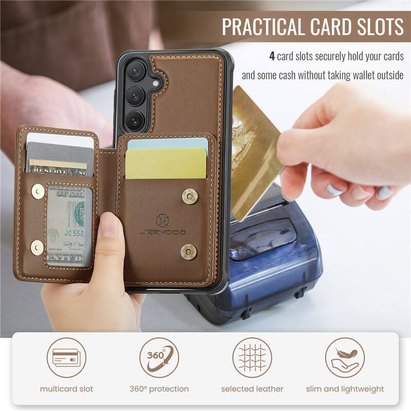 JEEHOOD Samsung Galaxy S24 Plus Magnetic 2-in-1 Wallet RFID-blocking Case