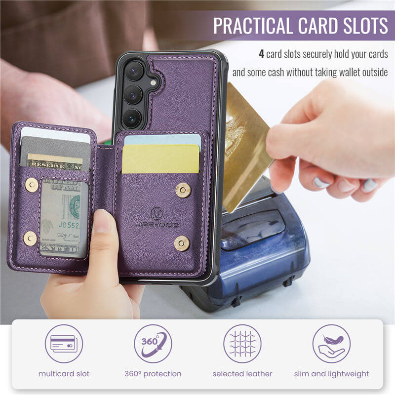 JEEHOOD Samsung Galaxy S25 Plus Magnetic 2-in-1 Wallet RFID-blocking Case