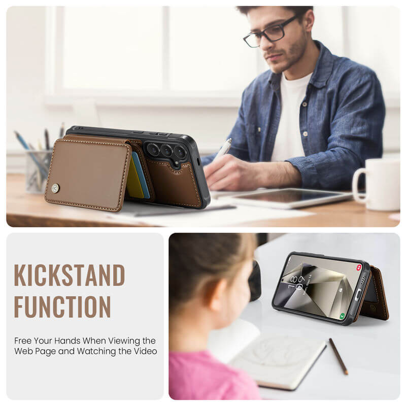 JEEHOOD Samsung Galaxy S25 Magnetic 2-in-1 Wallet RFID-blocking Case