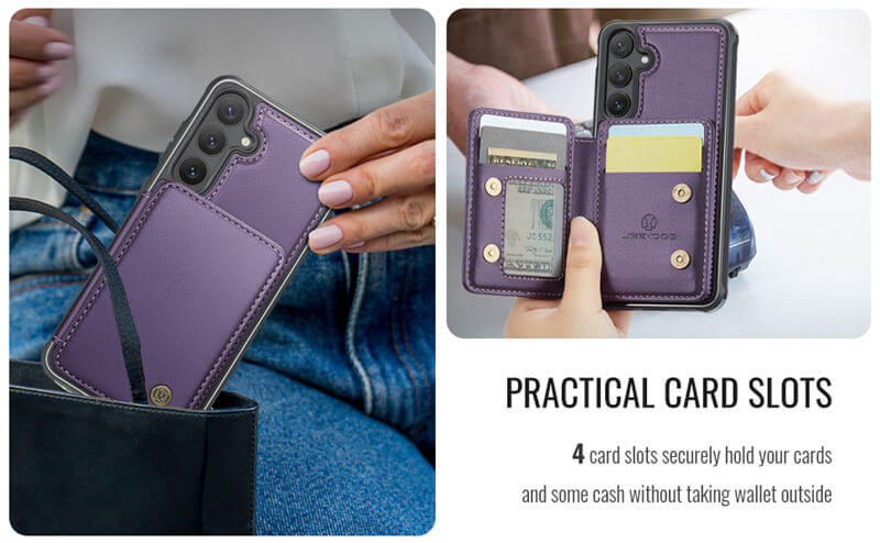 JEEHOOD Samsung Galaxy S25 Plus Magnetic 2-in-1 Wallet RFID-blocking Case