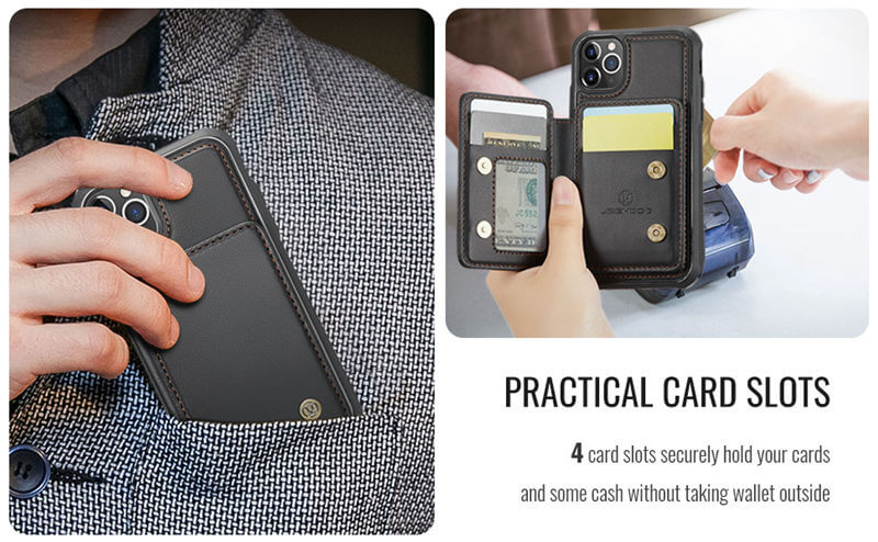 JEEHOOD iPhone 11 Pro Max Magnetic 2-in-1 Wallet RFID-blocking Case