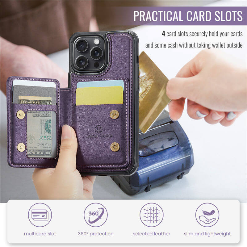JEEHOOD iPhone 13 Pro Max Magnetic 2-in-1 Wallet RFID-blocking Case