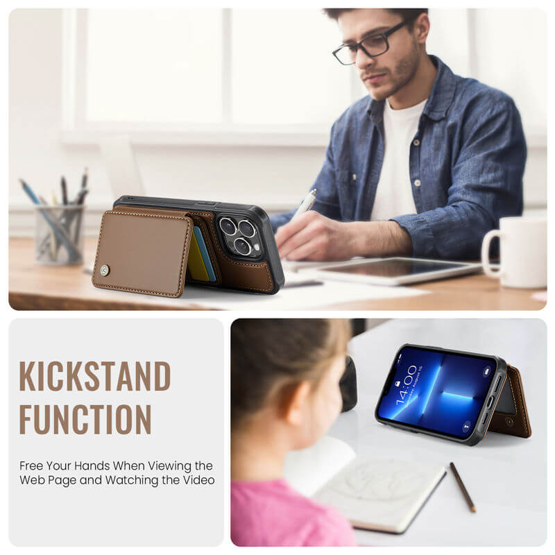 JEEHOOD iPhone 13 Pro Max Magnetic 2-in-1 Wallet RFID-blocking Case