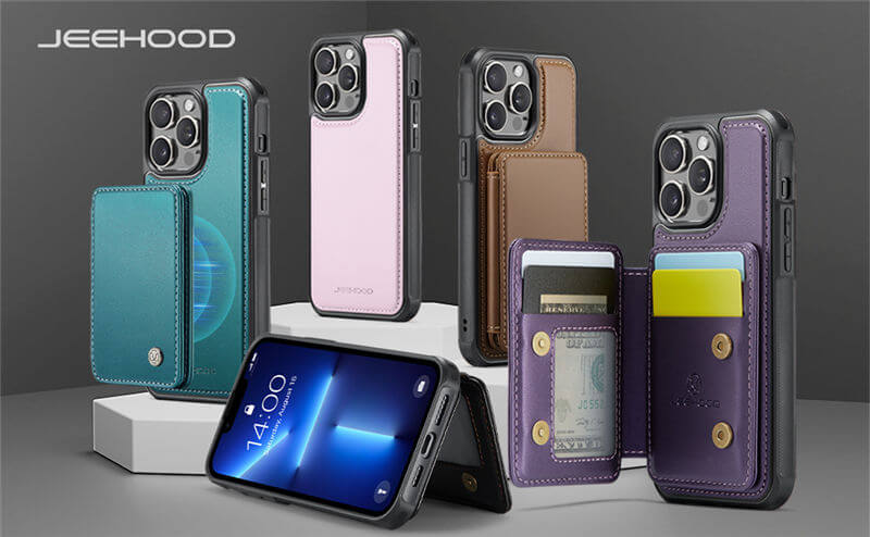 JEEHOOD iPhone 13 Pro Max Magnetic 2-in-1 Wallet RFID-blocking Case