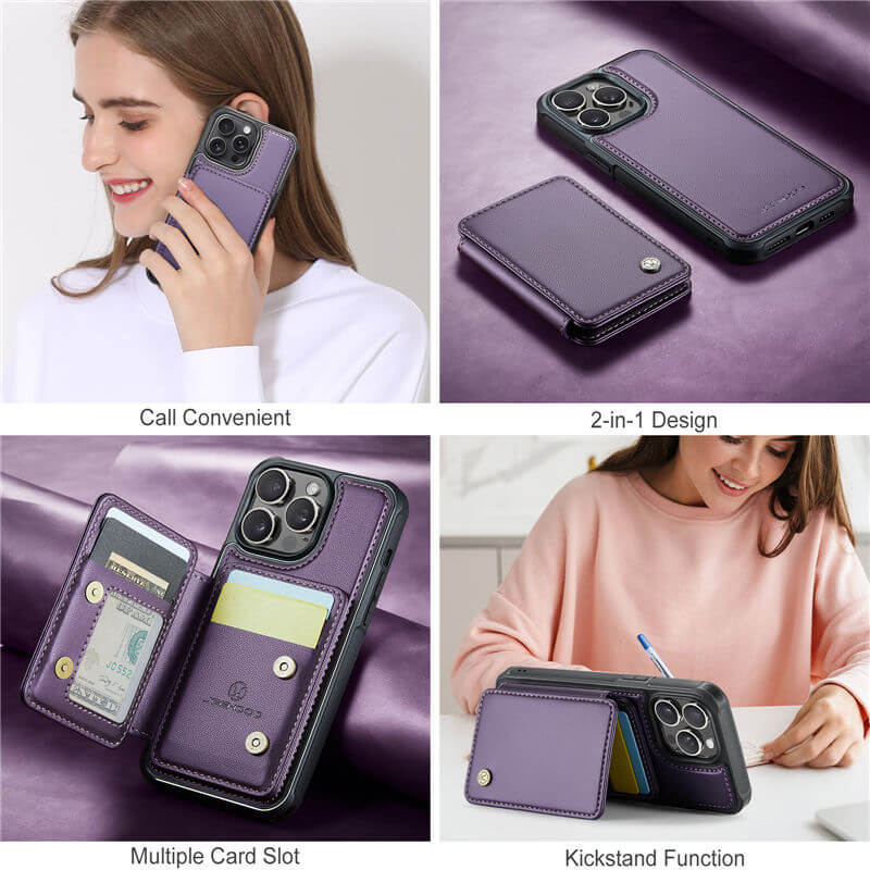 JEEHOOD iPhone 13 Pro Magnetic 2-in-1 Wallet RFID-blocking Case