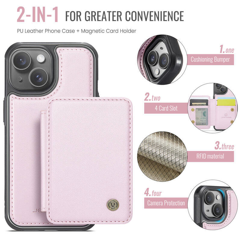 JEEHOOD iPhone 13 Magnetic 2-in-1 Wallet RFID-blocking Case