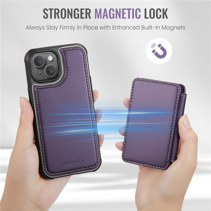 JEEHOOD iPhone 13 Magnetic 2-in-1 Wallet RFID-blocking Case