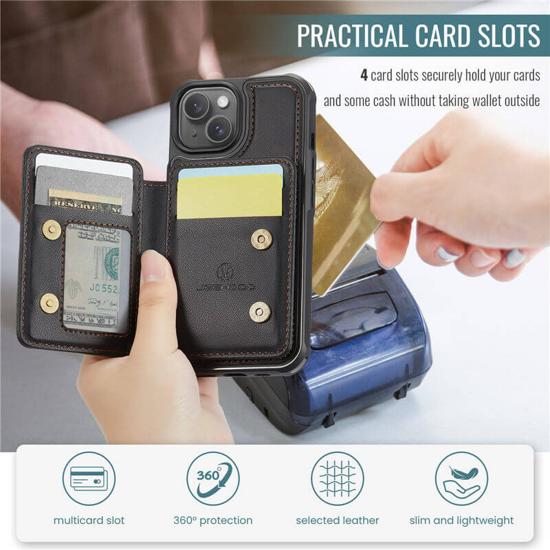 JEEHOOD iPhone 13 Magnetic 2-in-1 Wallet RFID-blocking Case