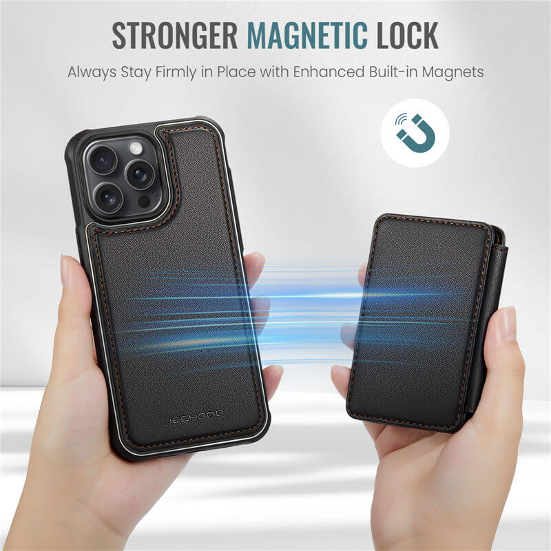 JEEHOOD iPhone 14 Pro Max Magnetic 2-in-1 Wallet RFID-blocking Case