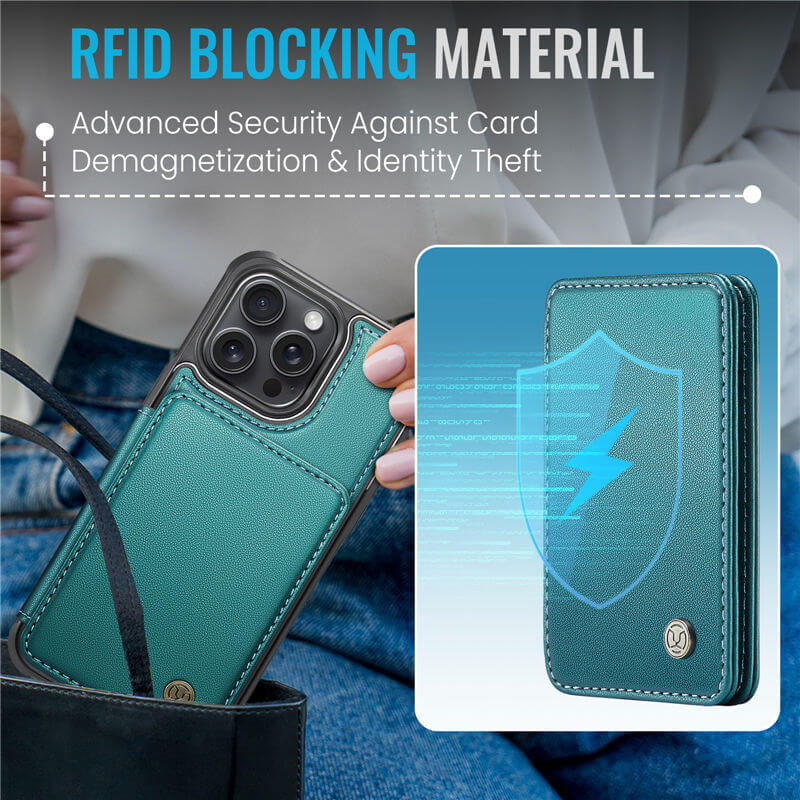 JEEHOOD iPhone 14 Pro Max Magnetic 2-in-1 Wallet RFID-blocking Case