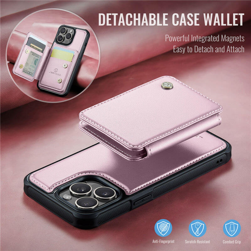 JEEHOOD iPhone 14 Pro Max Magnetic 2-in-1 Wallet RFID-blocking Case