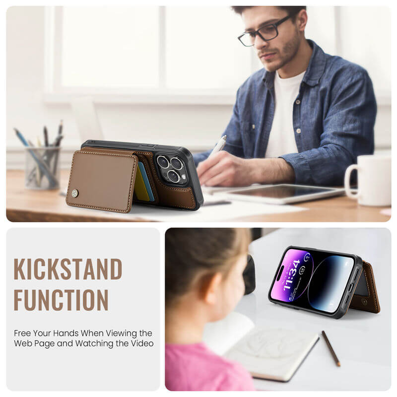 JEEHOOD iPhone 14 Pro Magnetic 2-in-1 Wallet RFID-blocking Case