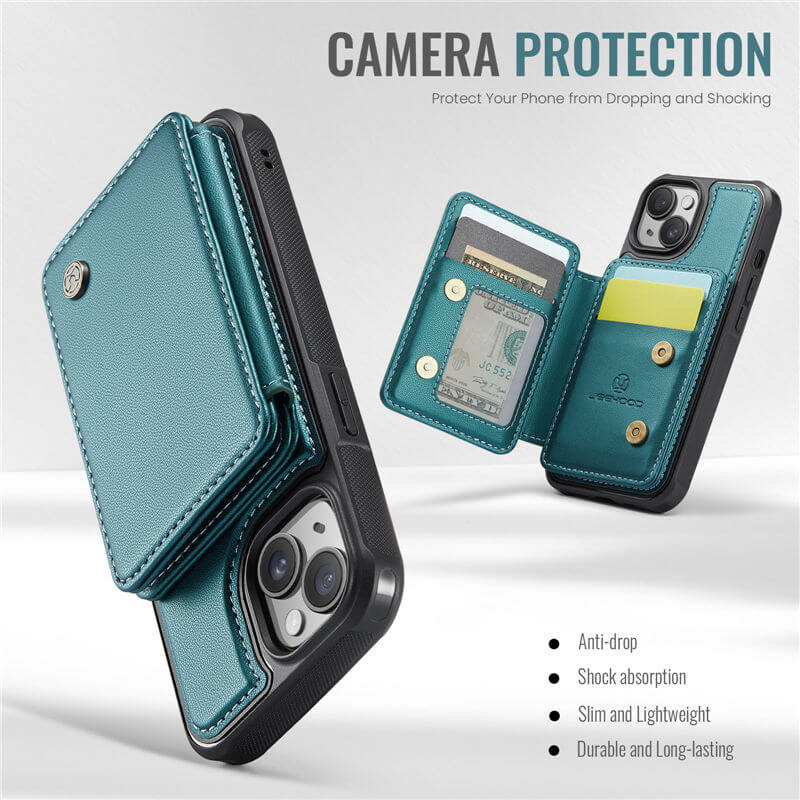 JEEHOOD iPhone 14 Magnetic 2-in-1 Wallet RFID-blocking Case