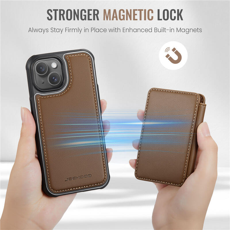 JEEHOOD iPhone 14 Magnetic 2-in-1 Wallet RFID-blocking Case