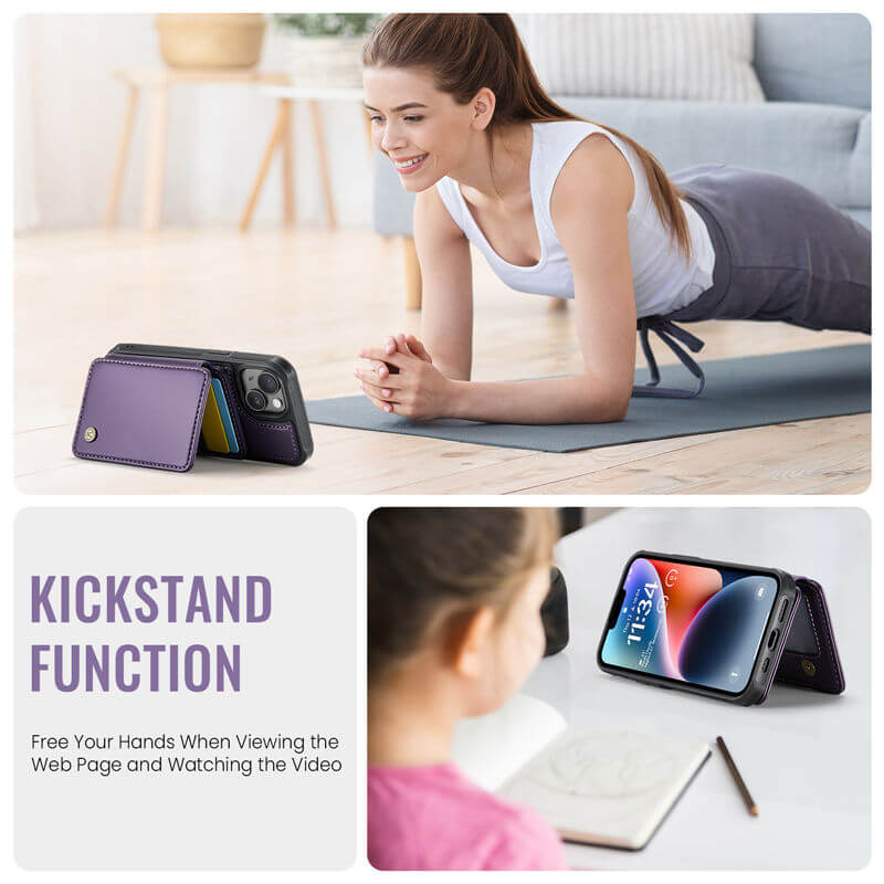 JEEHOOD iPhone 14 Magnetic 2-in-1 Wallet RFID-blocking Case