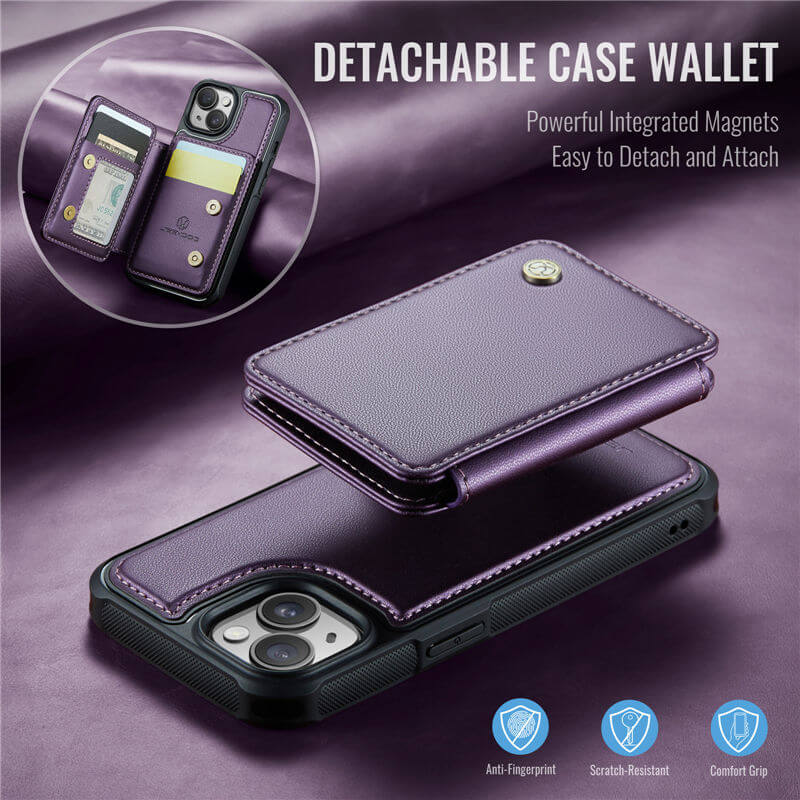 JEEHOOD iPhone 14 Magnetic 2-in-1 Wallet RFID-blocking Case