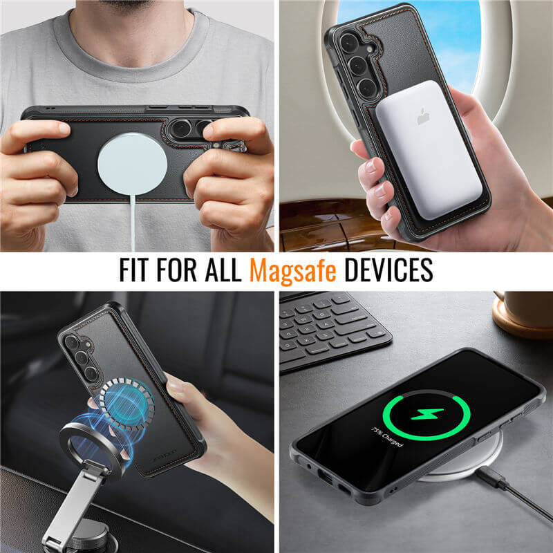 JEEHOOD Samsung Galaxy S25 Magnetic 2-in-1 Wallet Case