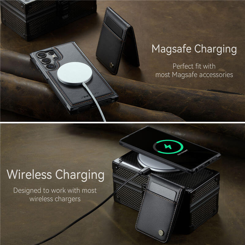 JEEHOOD Samsung Galaxy S25 Ultra Magnetic 2-in-1 Wallet Case