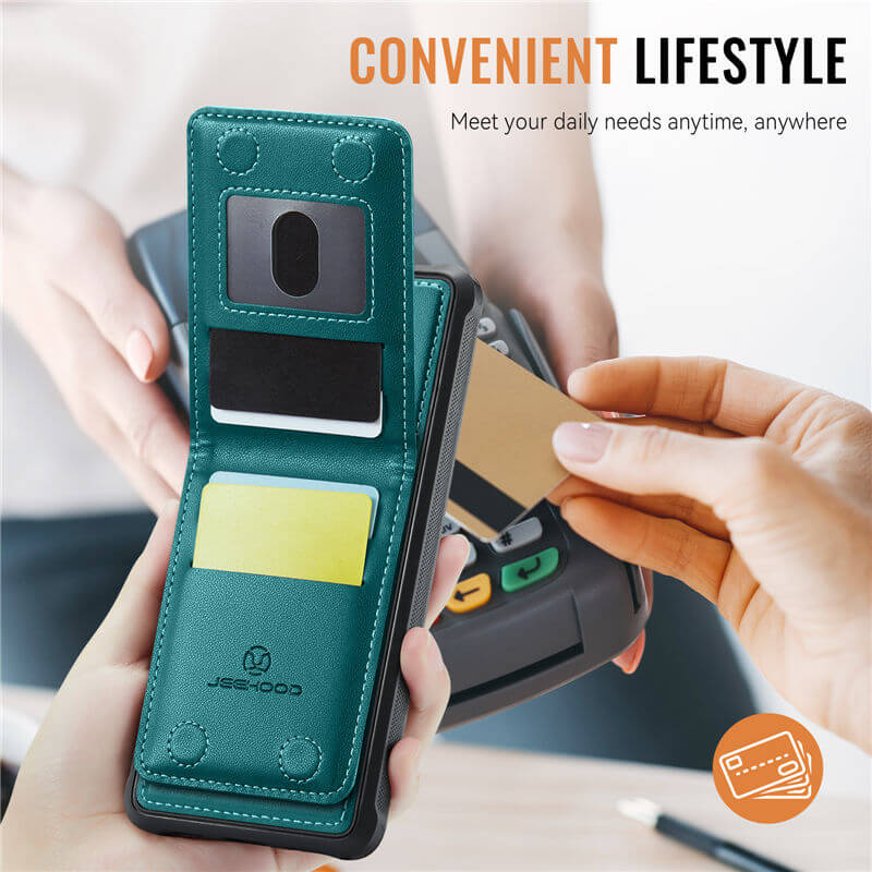 JEEHOOD iPhone 15 Magnetic 2-in-1 Wallet Case