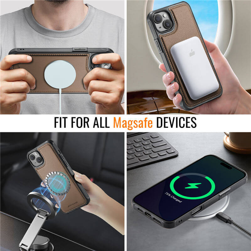 JEEHOOD iPhone 15 Plus Magnetic 2-in-1 Wallet Case