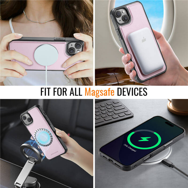 JEEHOOD iPhone 14 Plus Magnetic 2-in-1 Wallet Case