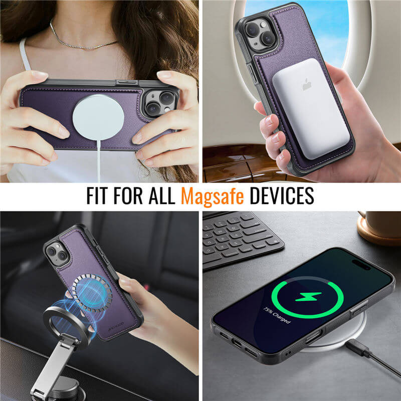 JEEHOOD iPhone 14 Magnetic 2-in-1 Wallet Case