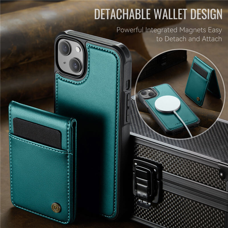 JEEHOOD iPhone 15 Plus Magnetic 2-in-1 Wallet Case – Detachable