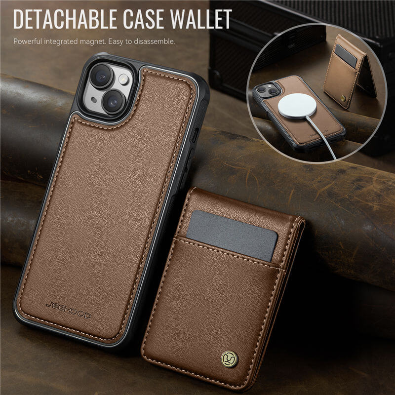 JEEHOOD iPhone 15 Magnetic 2-in-1 Wallet Case
