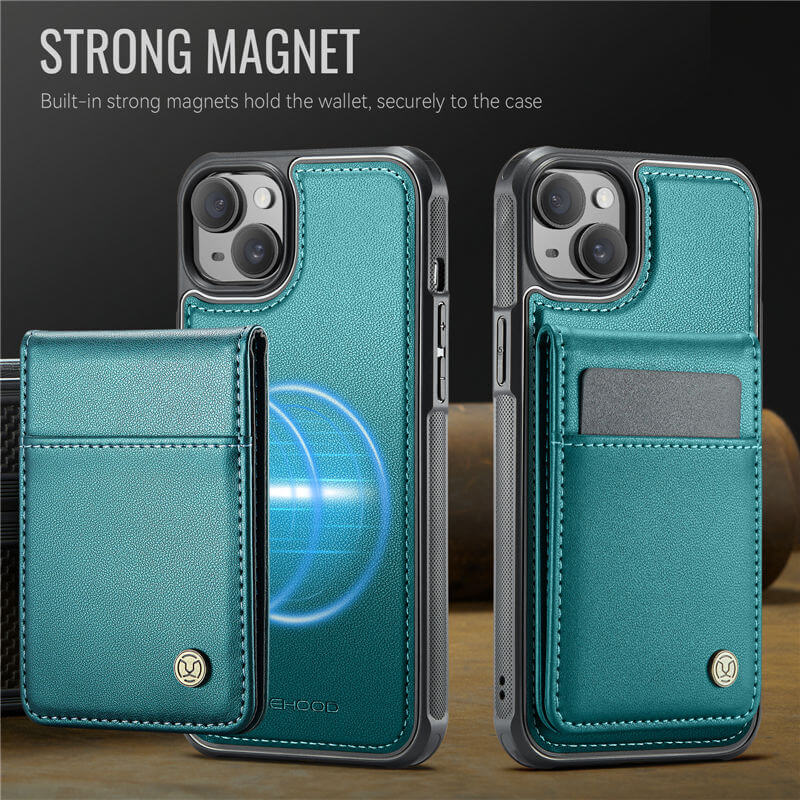 JEEHOOD iPhone 15 Plus Magnetic 2-in-1 Wallet Case