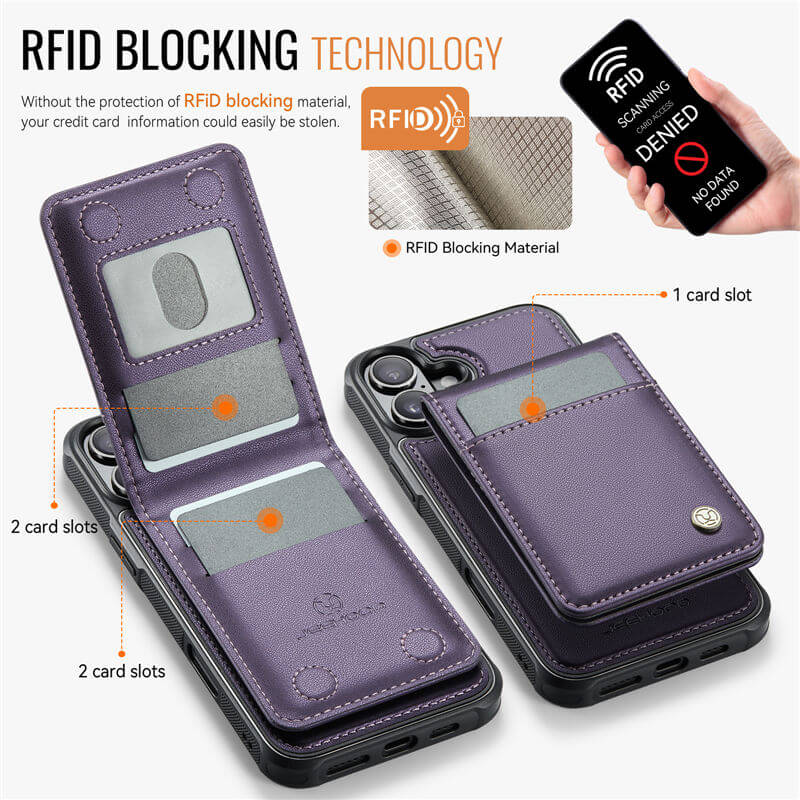JEEHOOD iPhone 17 Magnetic 2-in-1 Wallet Case